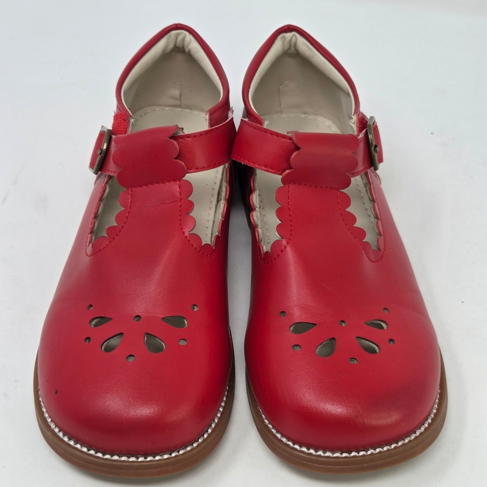Felix & Flora Girls Red Mary Jane Scalloped T-Strap Shoes B366 Size 13 20.2cm